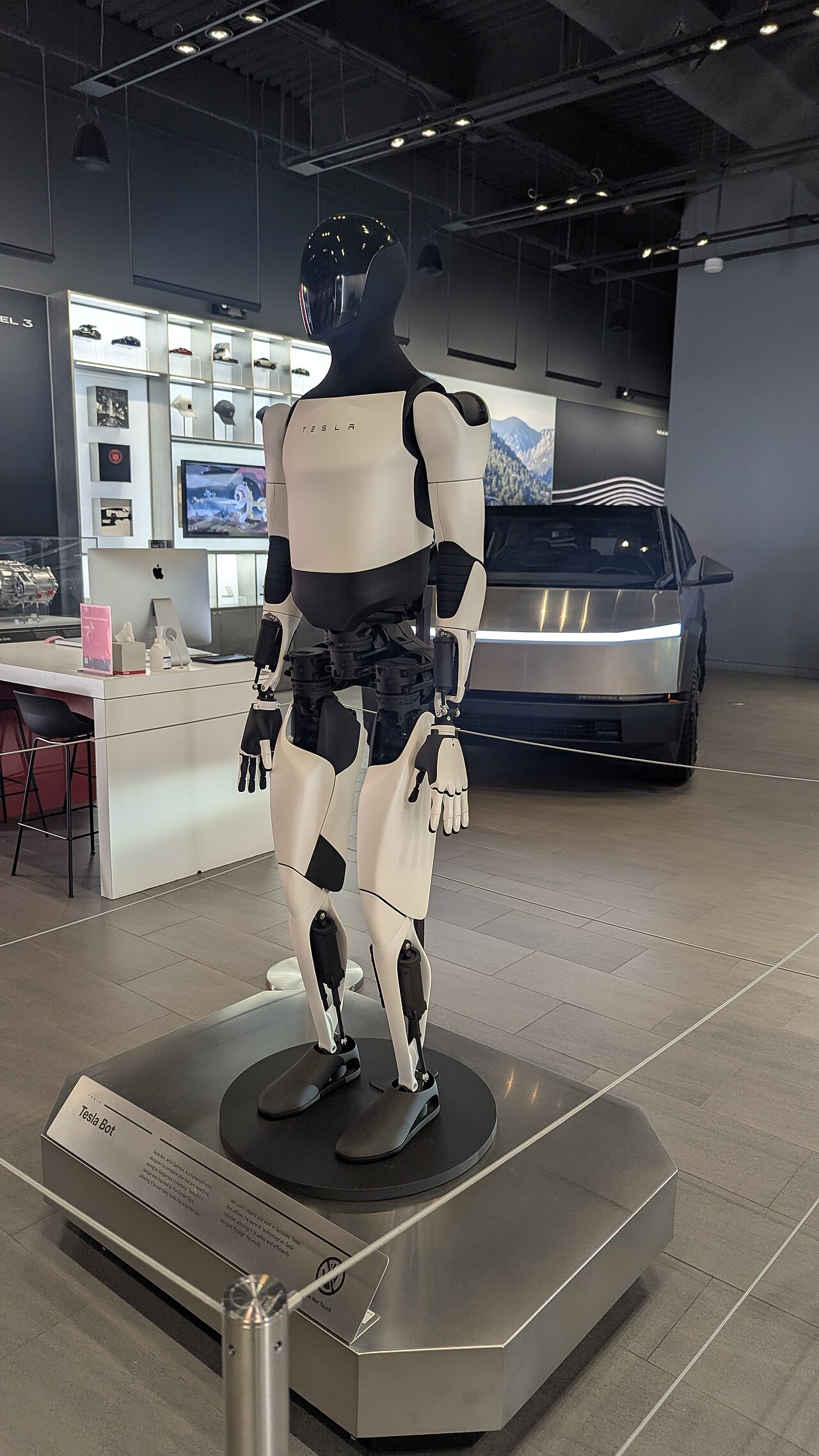 Optimus at a Tesla showroom, November 2025